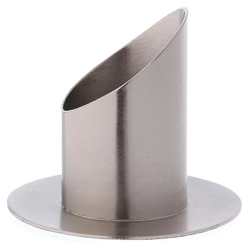 Candle holder tube in matt silver-plated brass 2