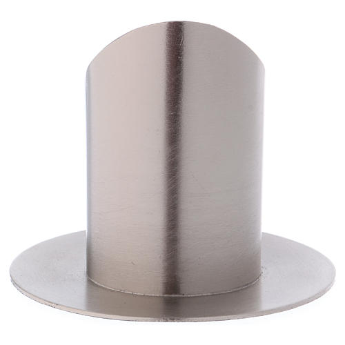 Candle holder tube in matt silver-plated brass 3
