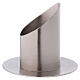 Tubular candlestick in matte silver-plated brass s2