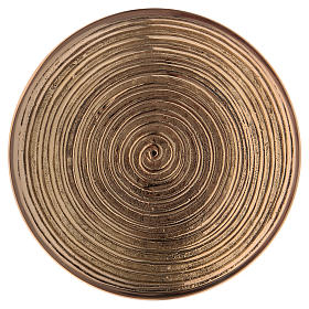 Plato portavela cóncavo con espiral 12 cm latón dorado