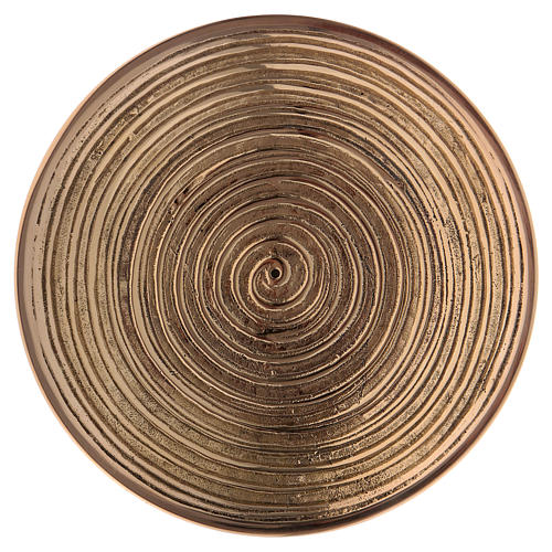 Piatto portacandela concavo con spirale 12 cm ottone dorato 2