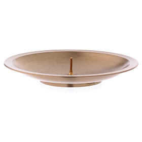 Round candle holder in golden brass with spike