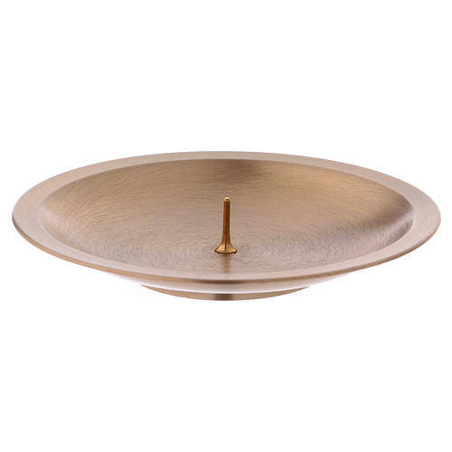 Round candle holder in golden brass with spike 1