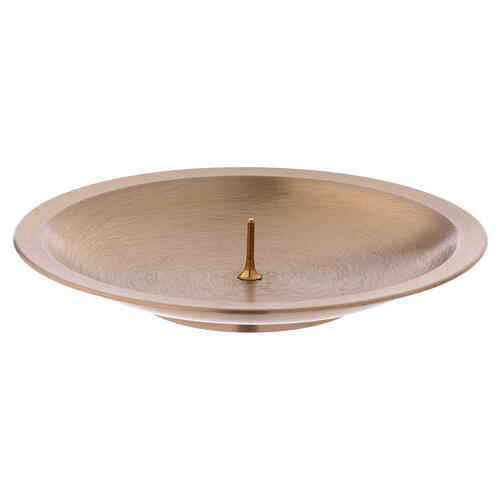 Circular candle holder with spike in matte gold plated brass 1