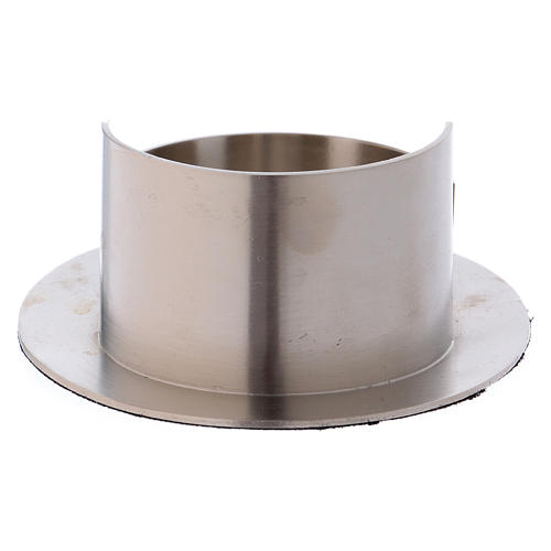 Cylindrical candle holder in brushed silver coloured brass 3