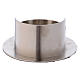 Cylindrical candle holder in brushed silver coloured brass s3