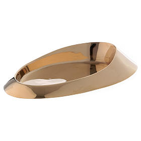 Oval candle holder in golden brass 19x11 cm