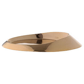 Oval candle holder plate in gold plated polished brass 7 1/2x4 1/4 in
