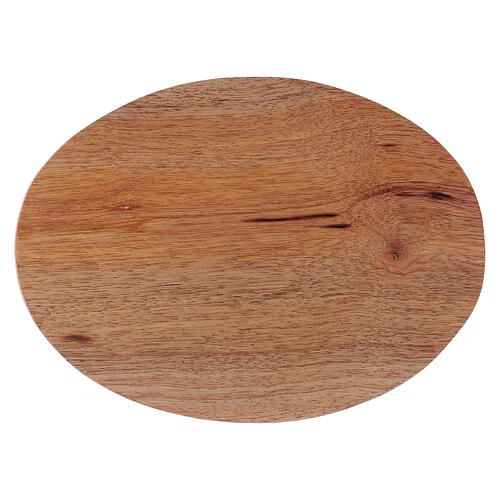 Wood candle holder plate 5x4 in 2