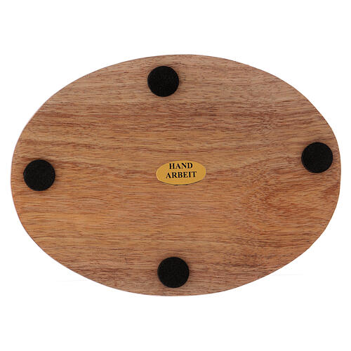 Wood candle holder plate 5x4 in 3