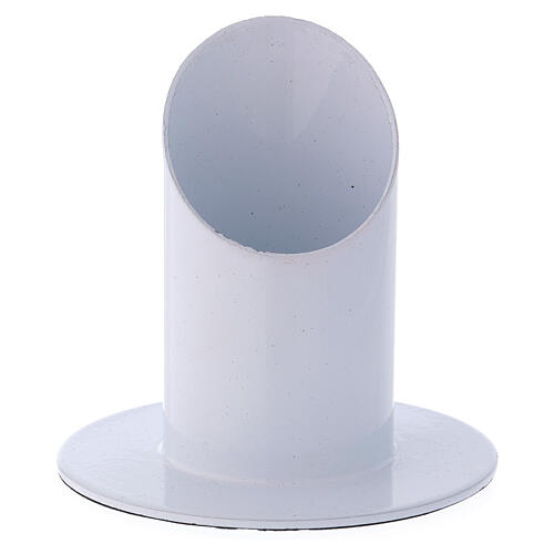 Castiçal latão branco bocal 4 cm 1