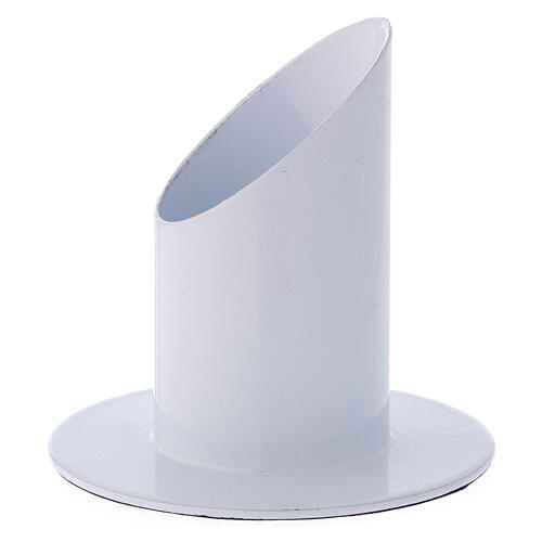 Castiçal latão branco bocal 4 cm 2