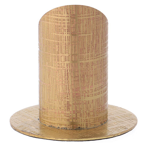 Fabric pattern candlestick in gold plated brass 3