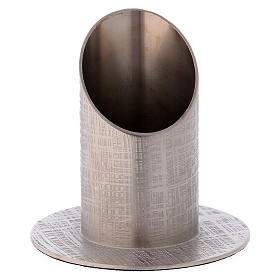 Candle holder in silver-plated brass with engraved surface