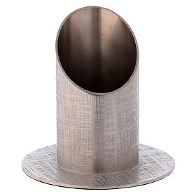 Fabric pattern candlestick in silver-plated brass