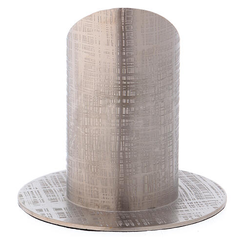 Fabric pattern candlestick in silver-plated brass 3