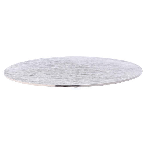 Oval candleholder plate in silver-plated aluminium 17x12 cm 1