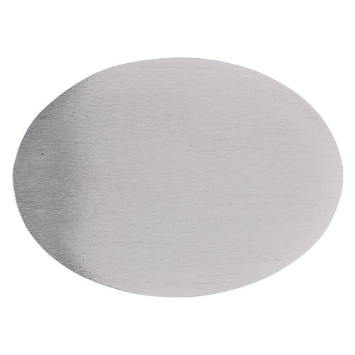 Plato portavela ovalado de aluminio plateado 17x12 cm 2