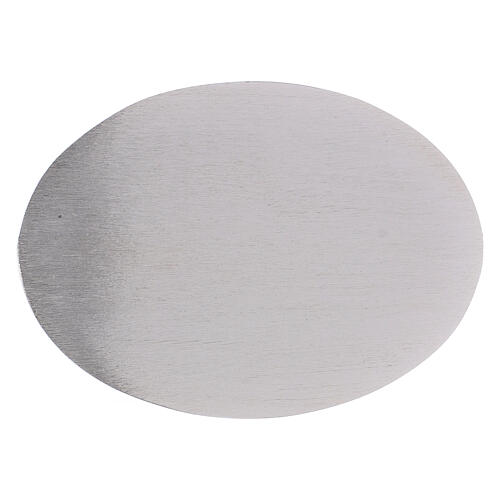 Prato para vela oval em alumínio prateado 17x12 cm 2