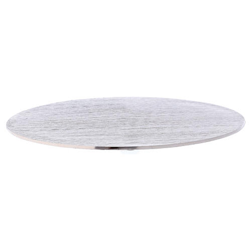 Oval candle holder plate in silver-plated aluminium 6 3/4x4 3/4 in 1