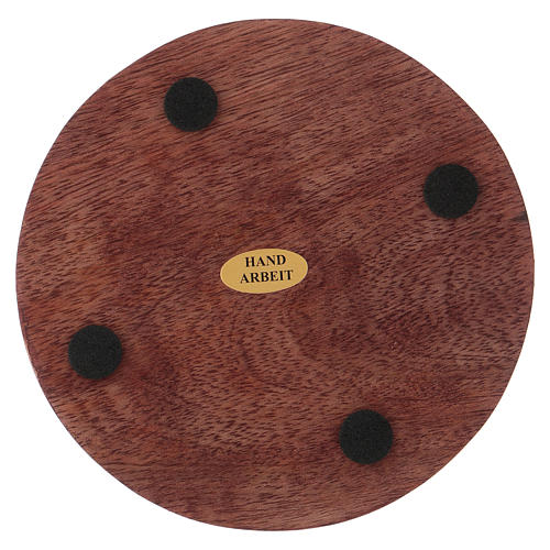 Round candleholder plate in wood 12 cm 3