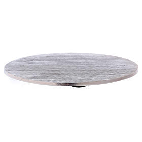 Plato portavela ovalado de aluminio plateado 10x8 cm