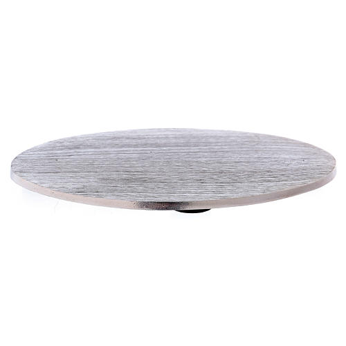 Plato portavela ovalado de aluminio plateado 10x8 cm 1