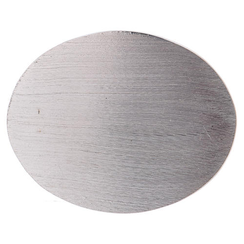 Plato portavela ovalado de aluminio plateado 10x8 cm 2