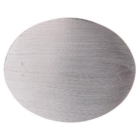 Piattino portacandele ovale in alluminio argentato 10x8 cm