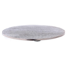 Prato para vela oval em alumínio prateado 10x8 cm