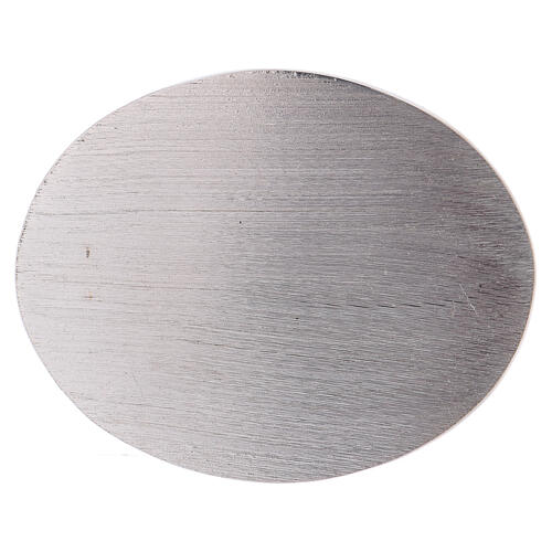 Prato para vela oval em alumínio prateado 10x8 cm 2