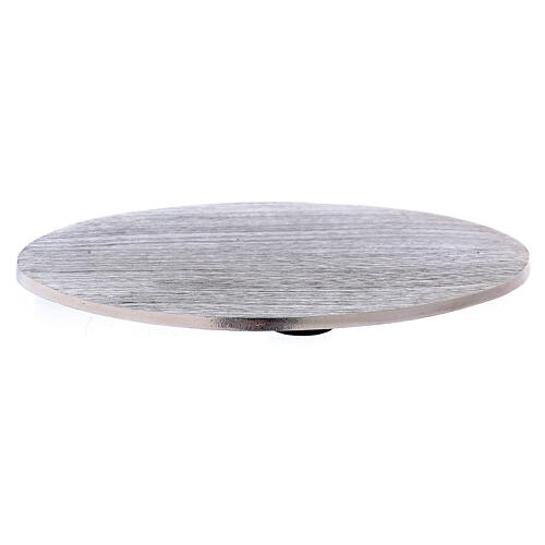 Oval candle holder plate in silver-plated aluminium 4x3 in 1