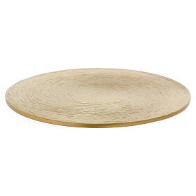 Round candle holder plate in gold plated brass 4 in