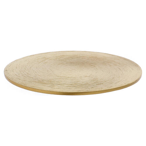 Round candle holder plate in gold plated brass 4 in 1
