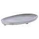 Piattino portacandele ovale in alluminio argentato opaco 17x10 cm s2