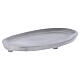 Oval candle holder plate in matte silver-plated aluminium 6 3/4x4 in s2