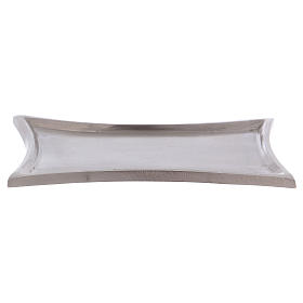 Rectangular candleholder plate in silver-plated brass with smooth angles 11x7 cm