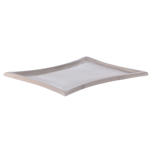 Rectangular candleholder plate in silver-plated brass with smooth angles 11x7 cm 2