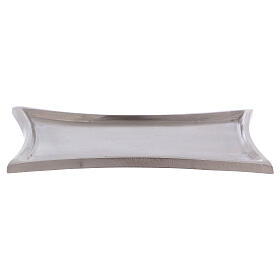 Rectangular candle holder plate with curved edges in silver-plated brass 4 1/4x3 in