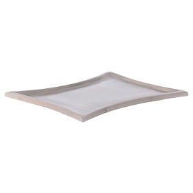 Rectangular candle holder plate with curved edges in silver-plated brass 4 1/4x3 in