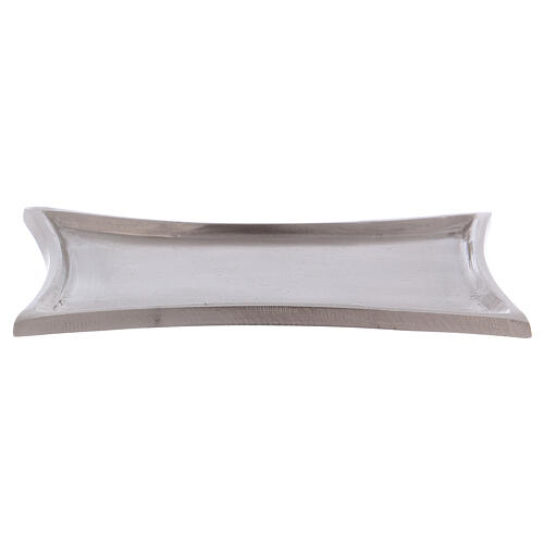 Rectangular candle holder plate with curved edges in silver-plated brass 4 1/4x3 in 1