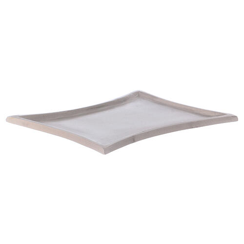 Rectangular candle holder plate with curved edges in silver-plated brass 4 1/4x3 in 2