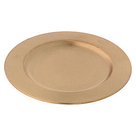 Round candle holder plate in gold plated brass d. 5 1/2 in