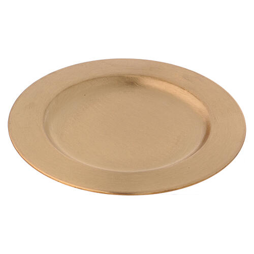 Round candle holder plate in gold plated brass d. 5 1/2 in 1