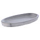 Assiette porte-bougie ovale en aluminium argenté mat 12x6 cm s2