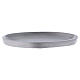 Piattino portacandele ovale in alluminio argentato opaco 12x6 cm s1