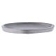 Oval candle holder plate in matte silver-plated aluminium 4 3/4x2 1/2 in s1