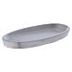Oval candle holder plate in matte silver-plated aluminium 4 3/4x2 1/2 in s2
