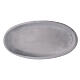 Oval candle holder plate in matte silver-plated aluminium 4 3/4x2 1/2 in s3