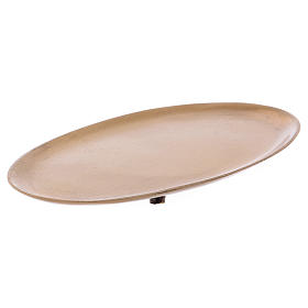 Oval candleholder plate in matt gold-plated brass 17x10 cm